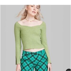 Women's Green Ribbed Sweater Wild Fable SZ XS